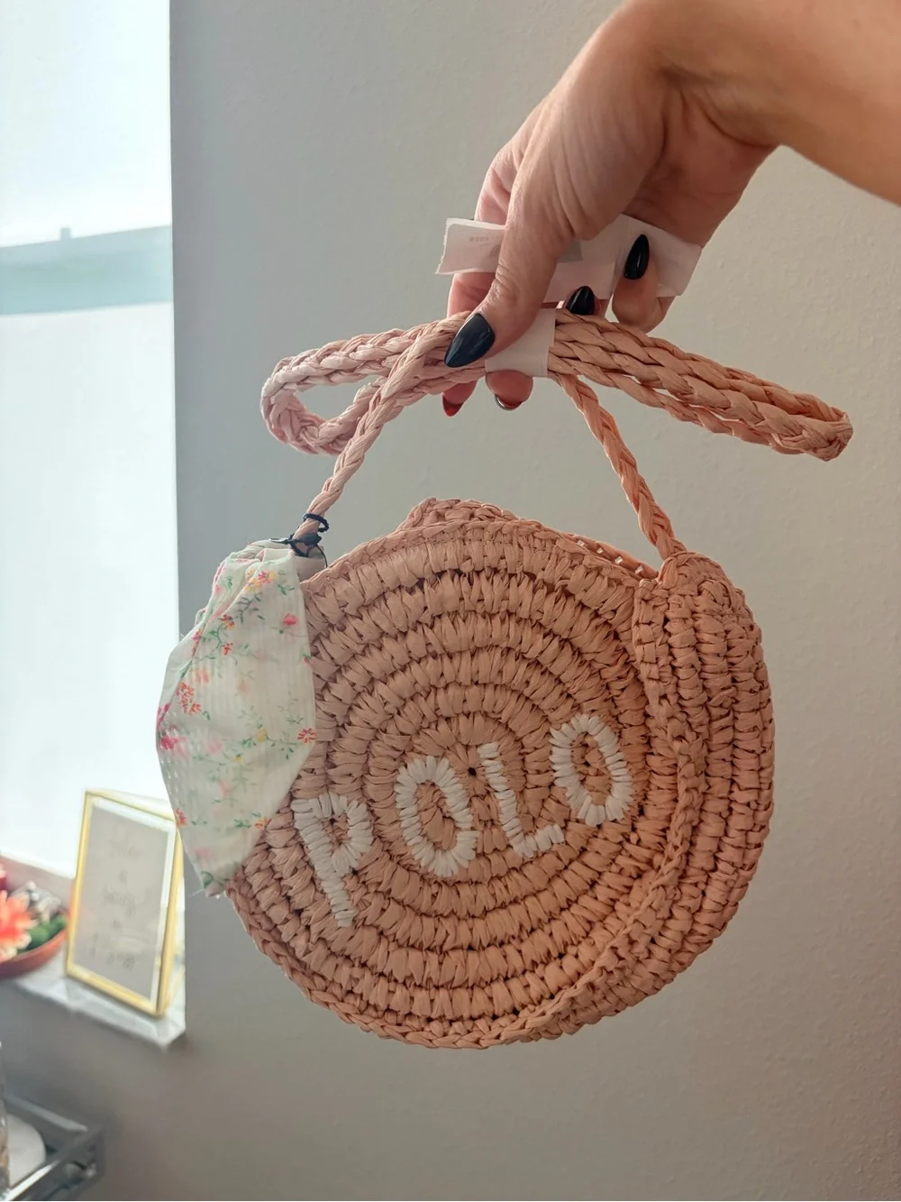 NWT Polo Ralph Lauren Logo Pink Raffia Small/Kids Purse